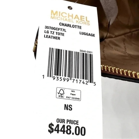 Michael Kors Large Charlotte Tote Bag Luggage Brown - Picture 12 of 12